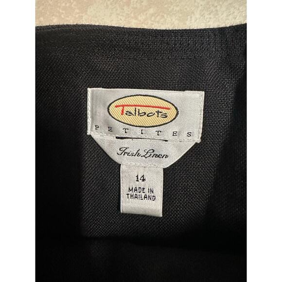 Talbots Women Dress Black 14P Petite A Line Sleeveless Irish Linen Sheath Resort - Picture 2 of 10
